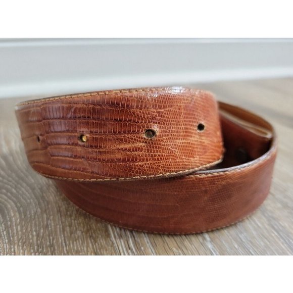 Jeff Deegan Designs Men's Medium Genuine Lizard Brown Belt NO BUCKLE